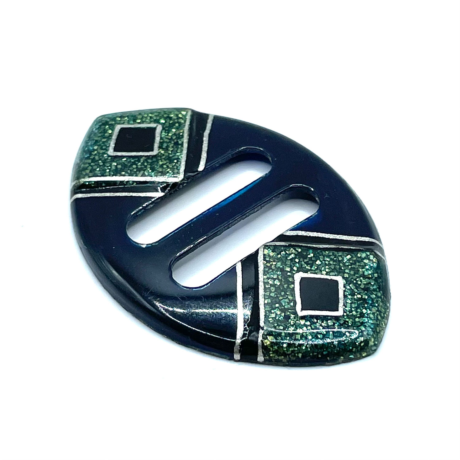 1930s enameled Art Deco belt buckle