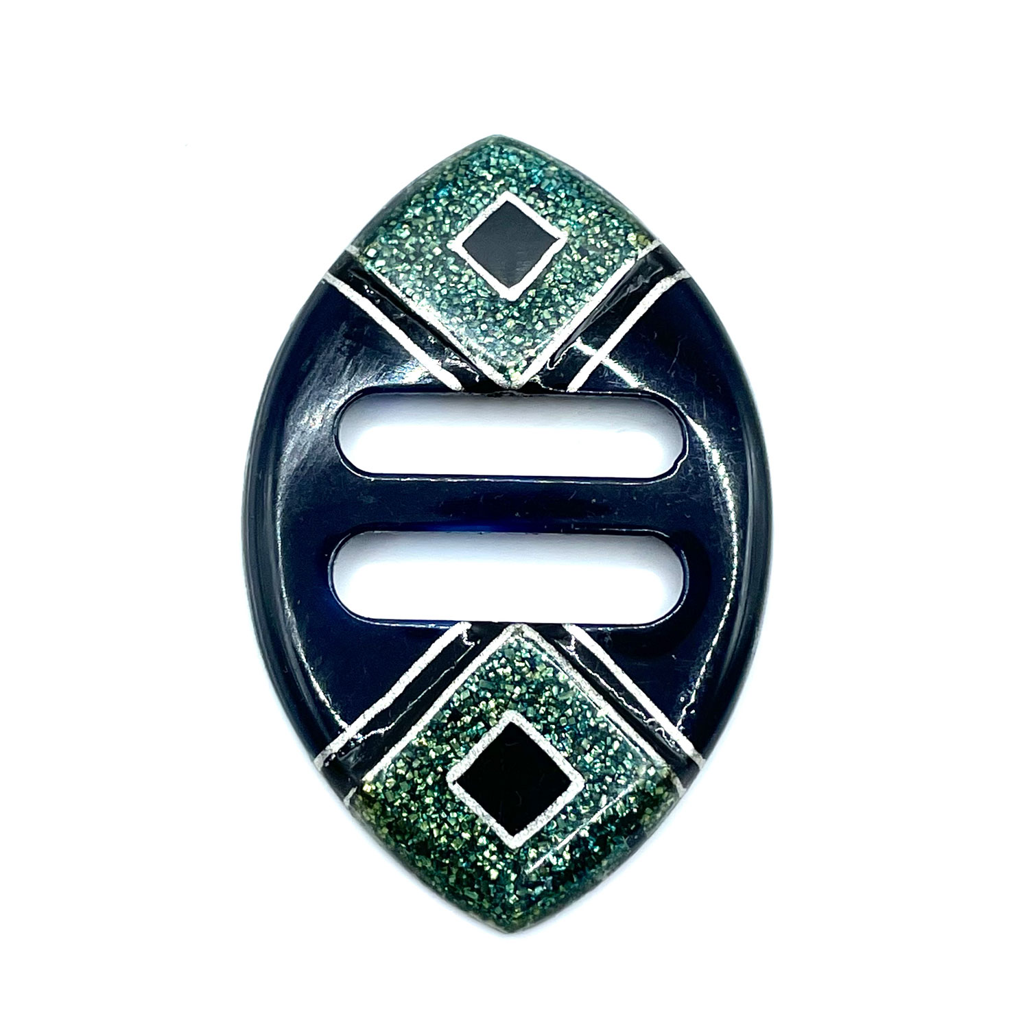 1930s enameled Art Deco belt buckle
