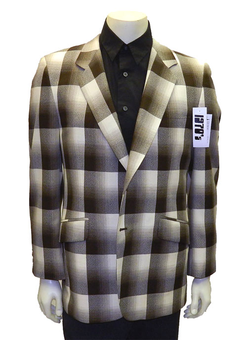 Vintage 1970's brown and white shadow plaid leisure jacket
