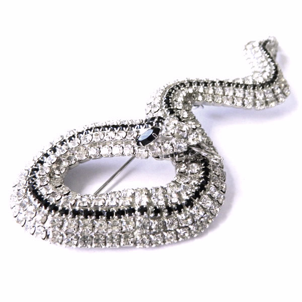 Rhinestone snake brooch