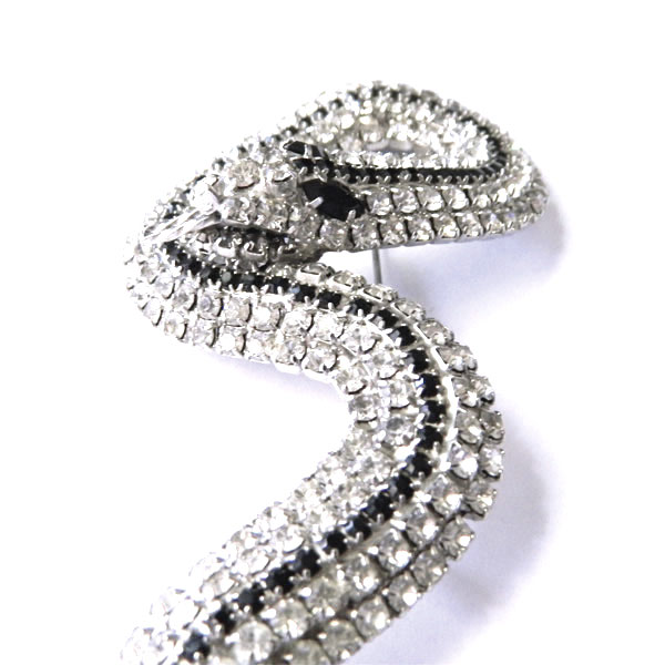 Rhinestone snake brooch