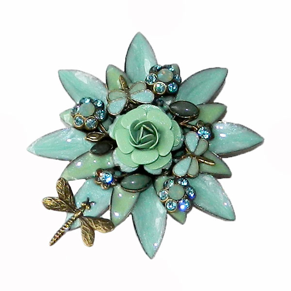 Enameled flower brooch