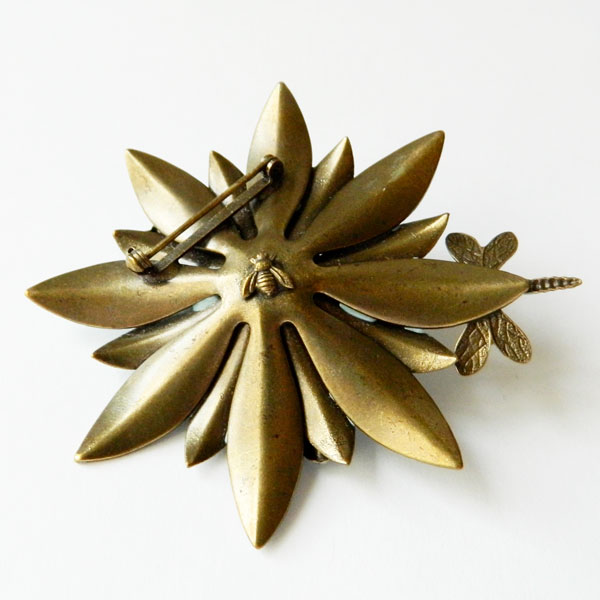 Enameled flower brooch