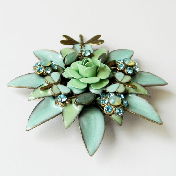 Enameled flower brooch