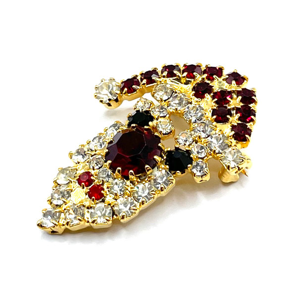 Rhinestone Santa Claus Brooch