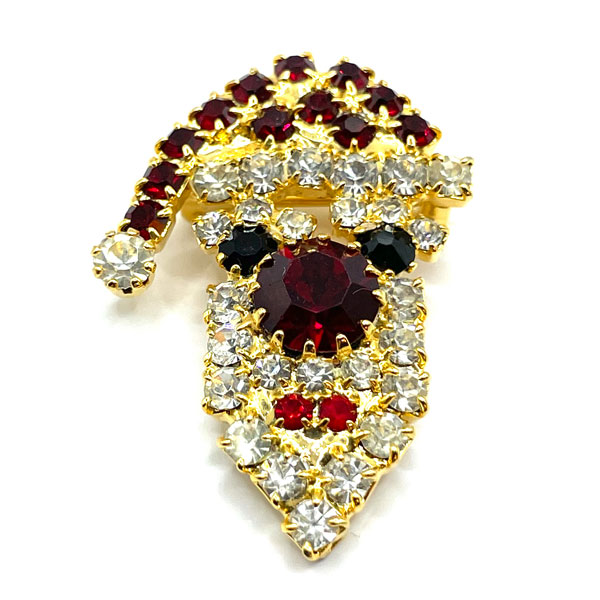 Rhinestone Santa brooch