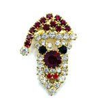 rhinestone Santa brooch