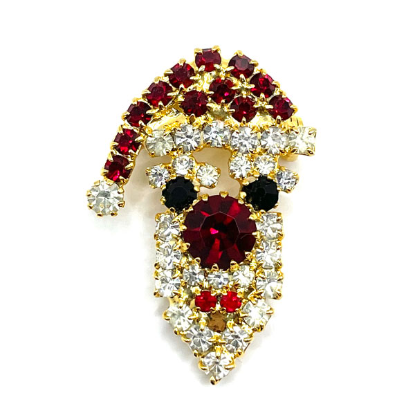 Rhinestone Santa Claus Brooch