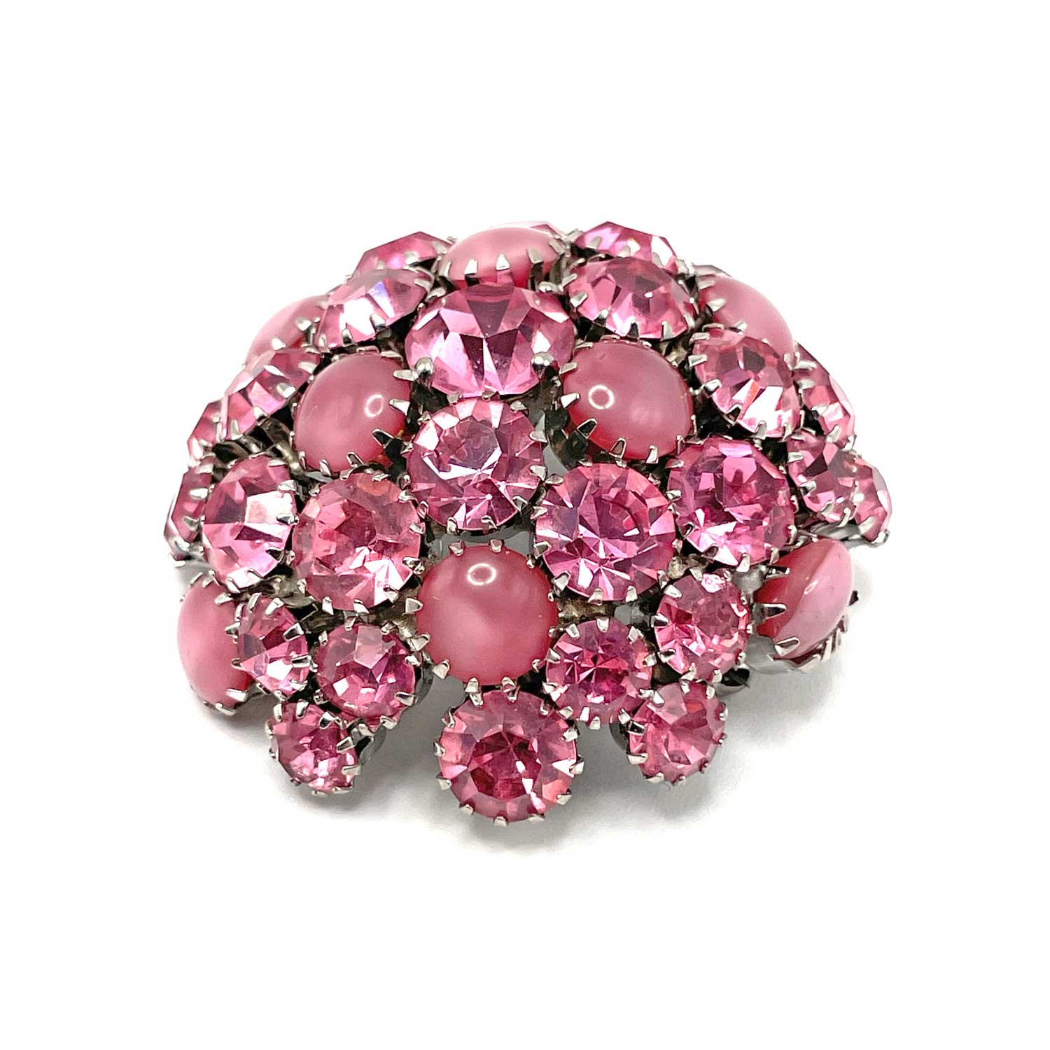 1950s pink rhinestone brooch