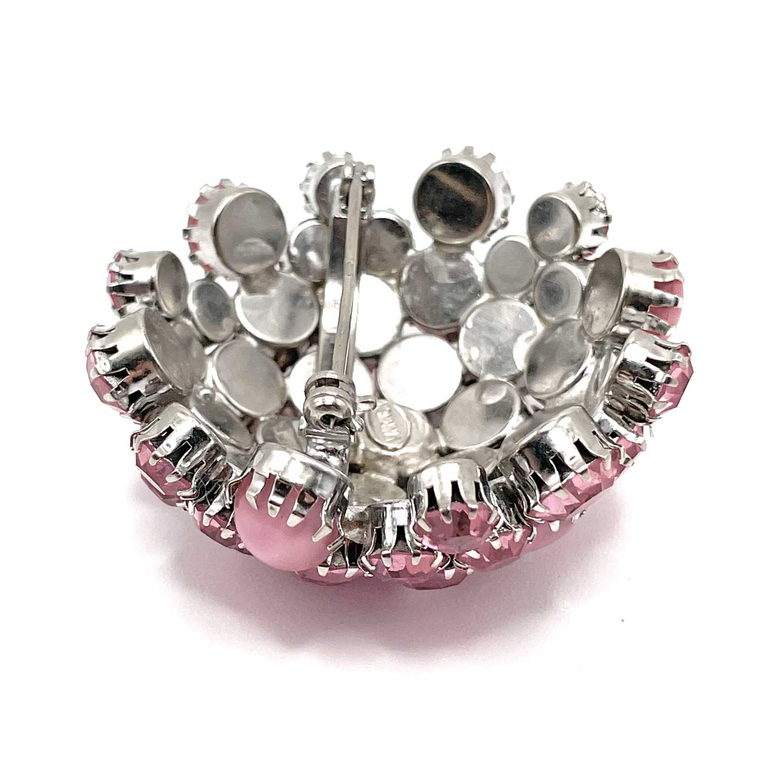 1950s pink rhinestone brooch