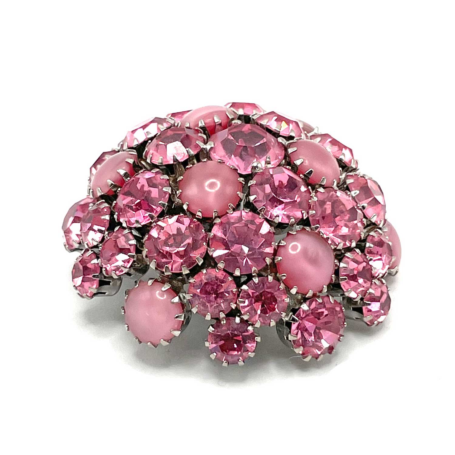 1950s pink rhinestone brooch