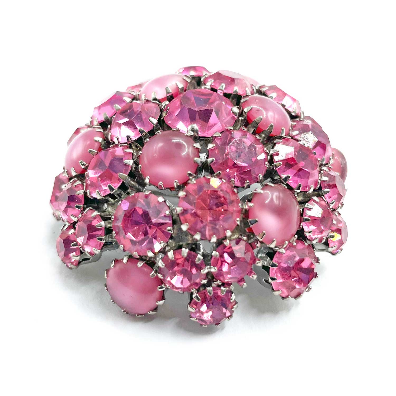 1950s pink rhinestone brooch