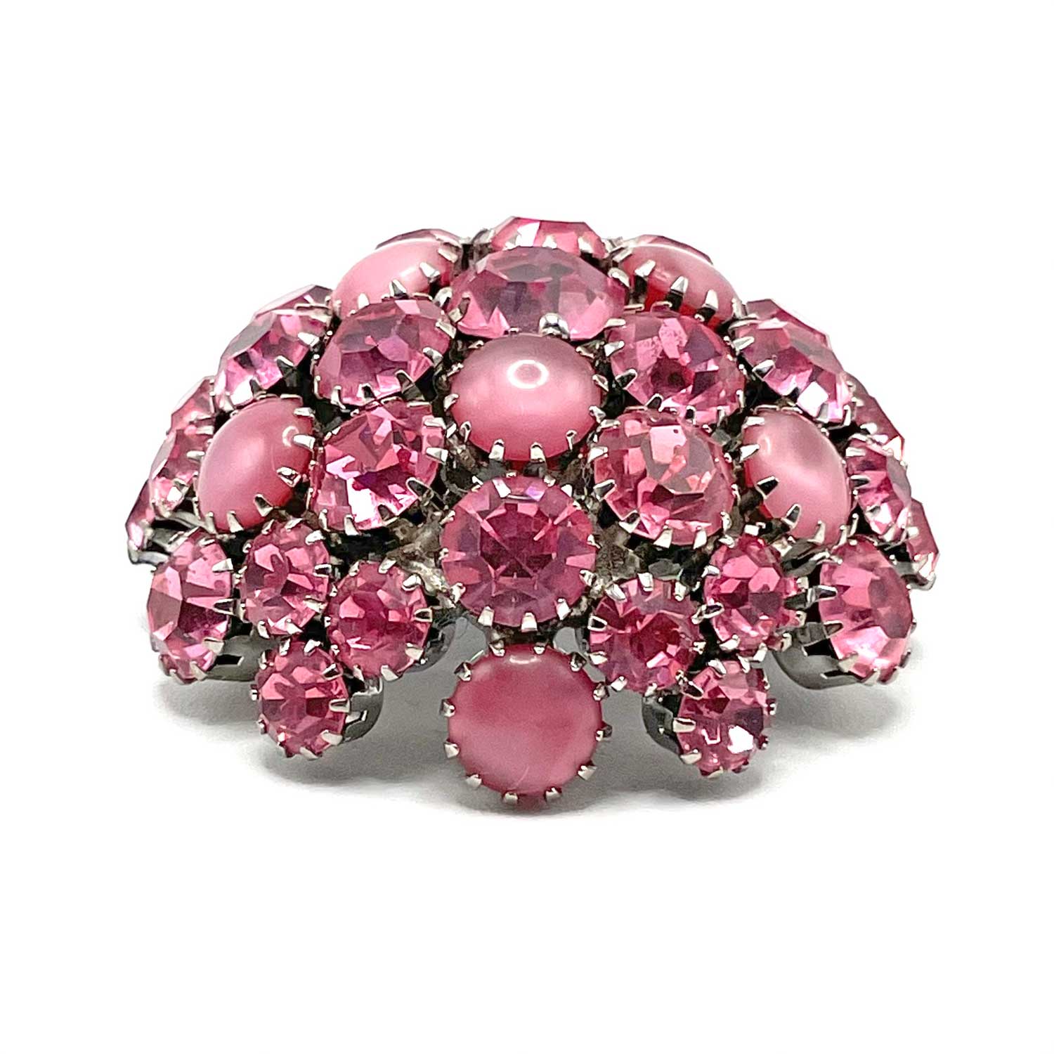 1950s pink rhinestone brooch