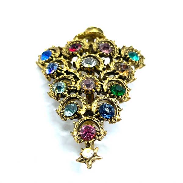 Hollycraft christmas tree brooch