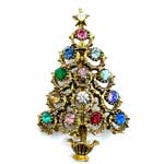 Hollycraft Christmas tree brooch