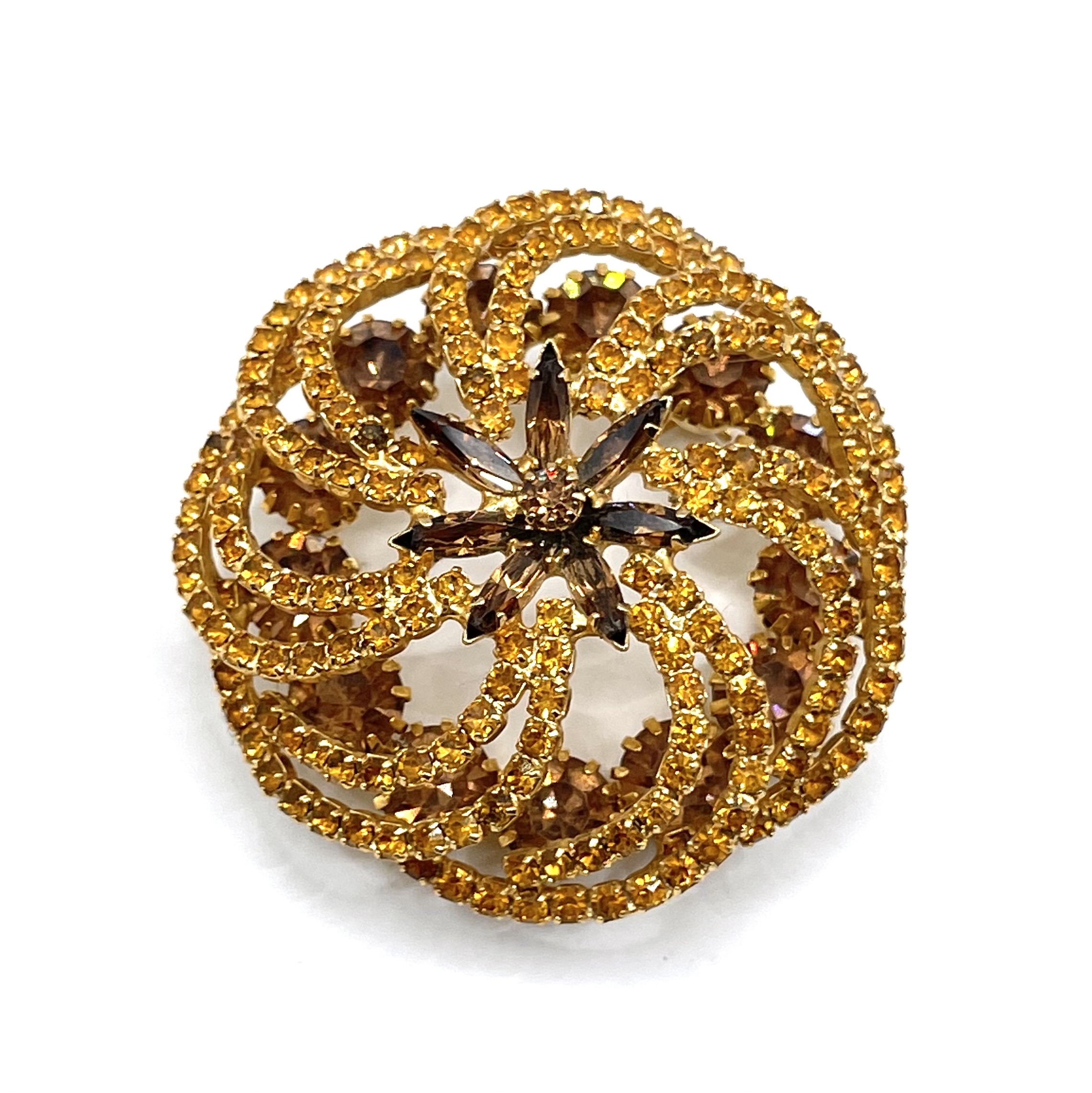 Spiral rhinestone brooch by Hobé