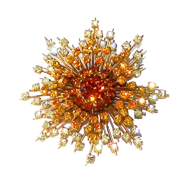 Austrian rhinestone sunburst brooch