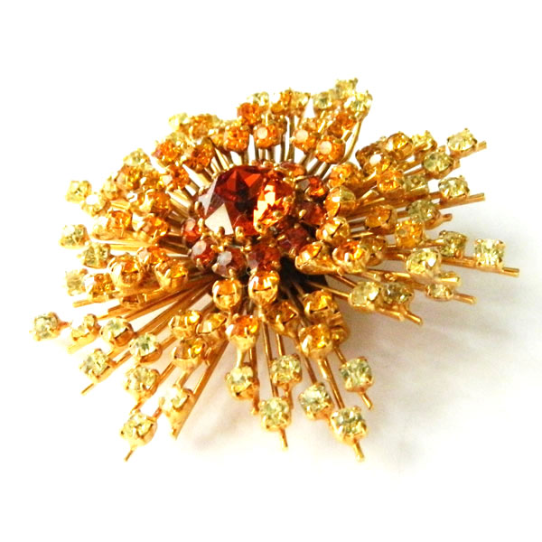 Austrian rhinestone sunburst brooch