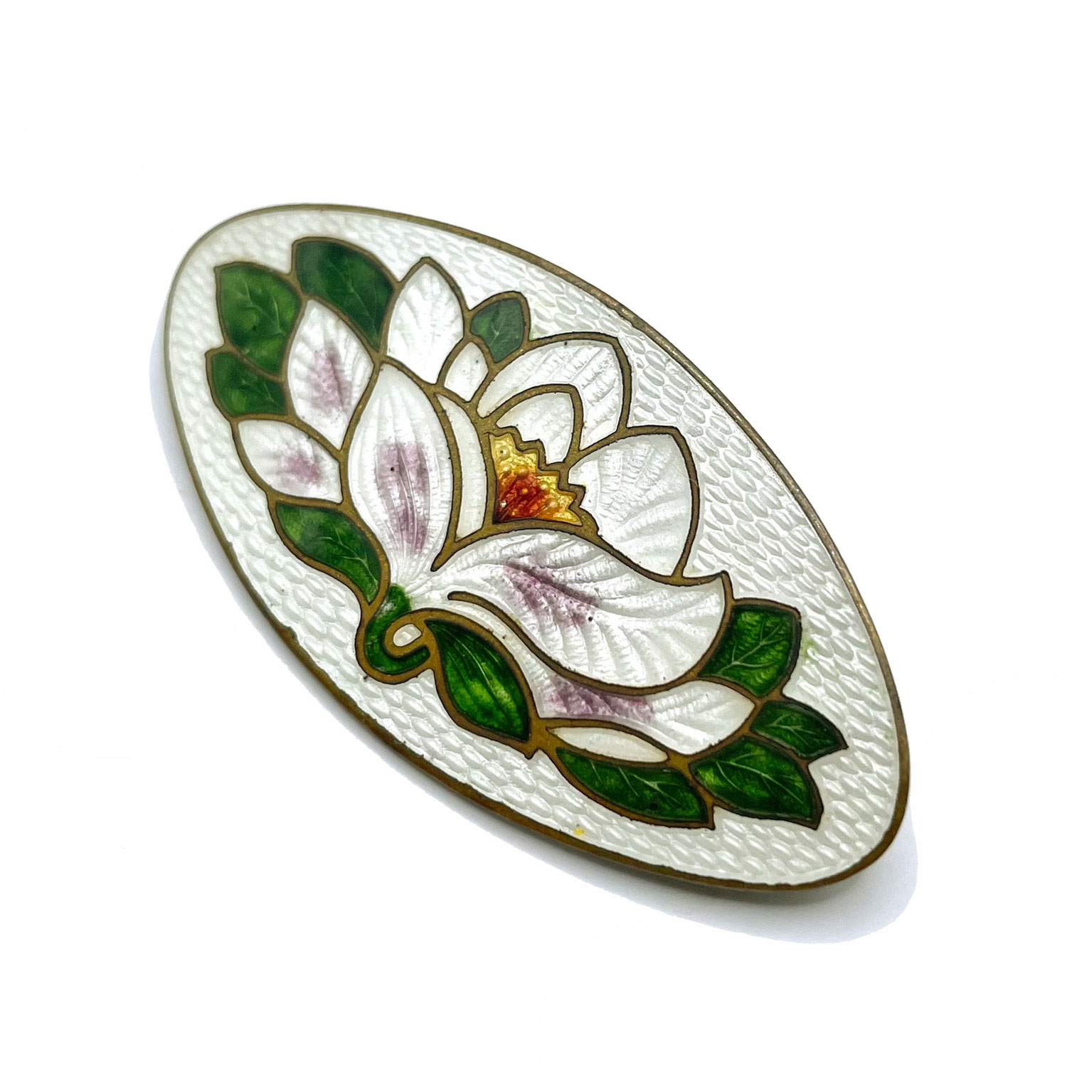 Enamel water lily brooch