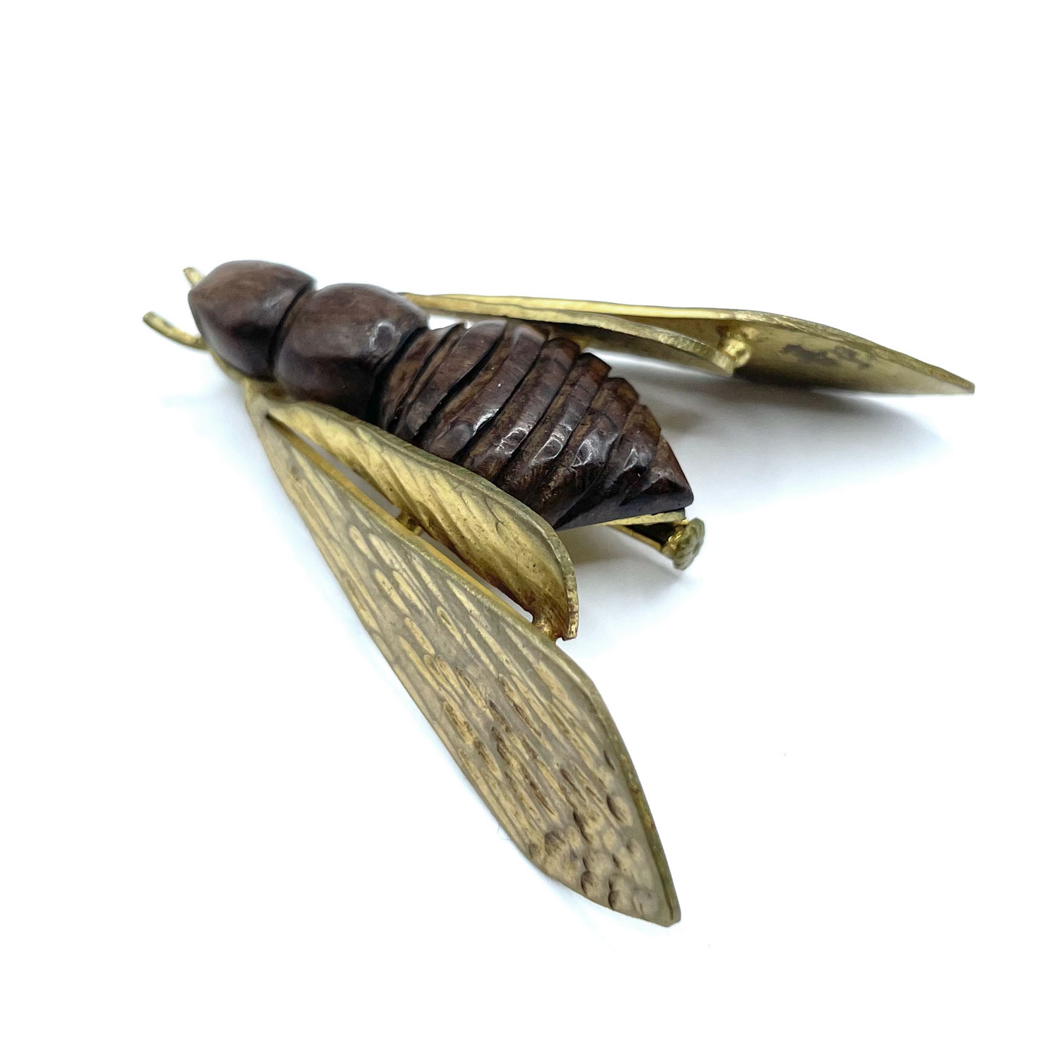 Rosewood cicada insect brooch