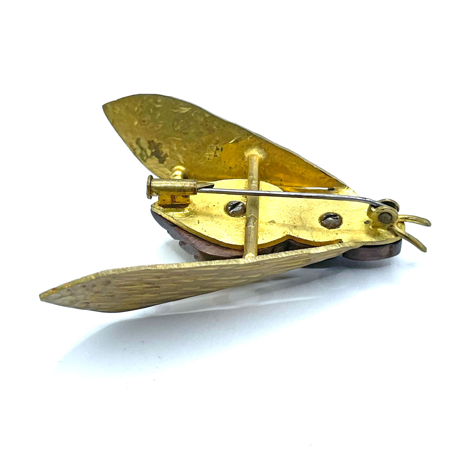 Rosewood cicada insect brooch