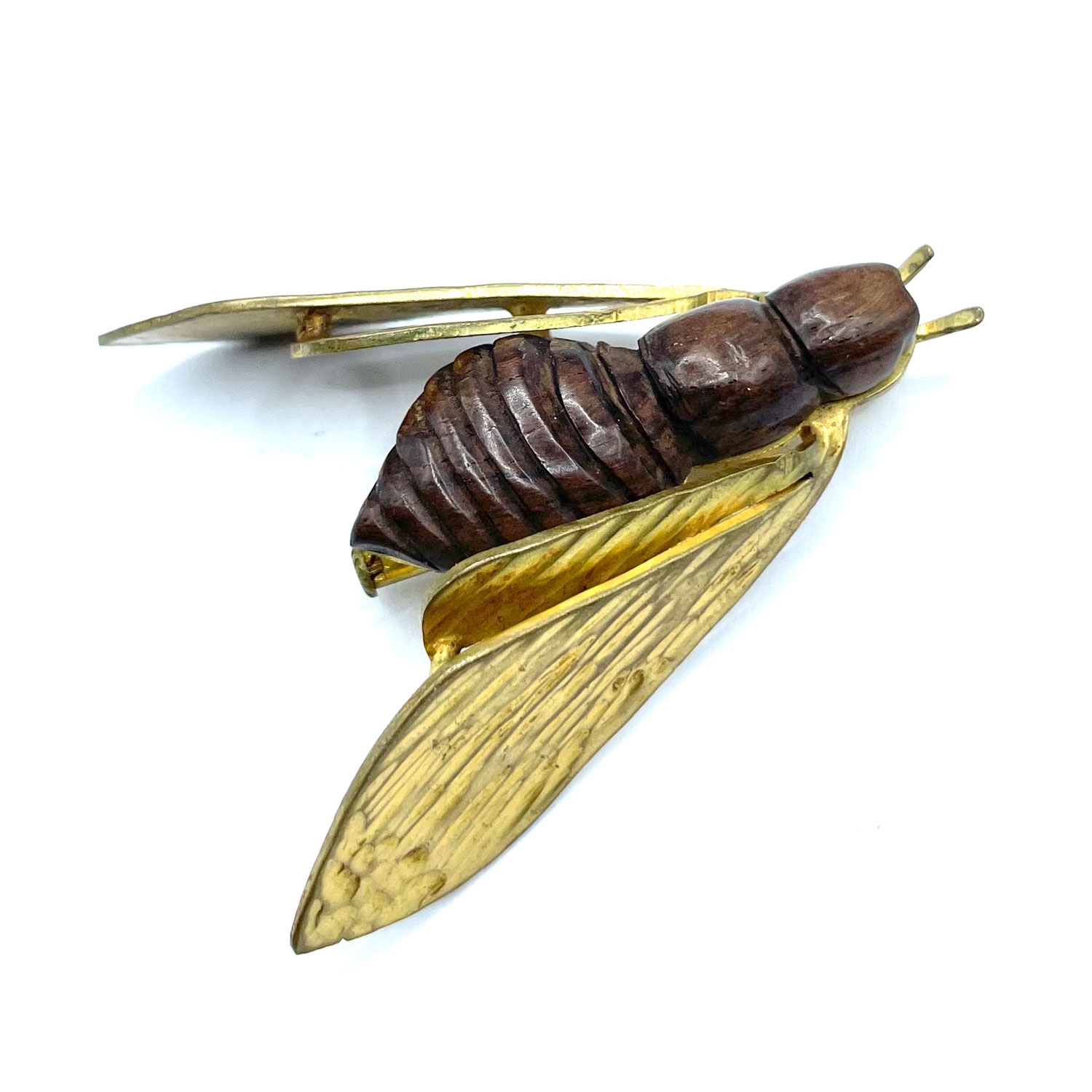 Rosewood cicada insect brooch