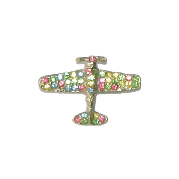 Rhinestone airplane brooch