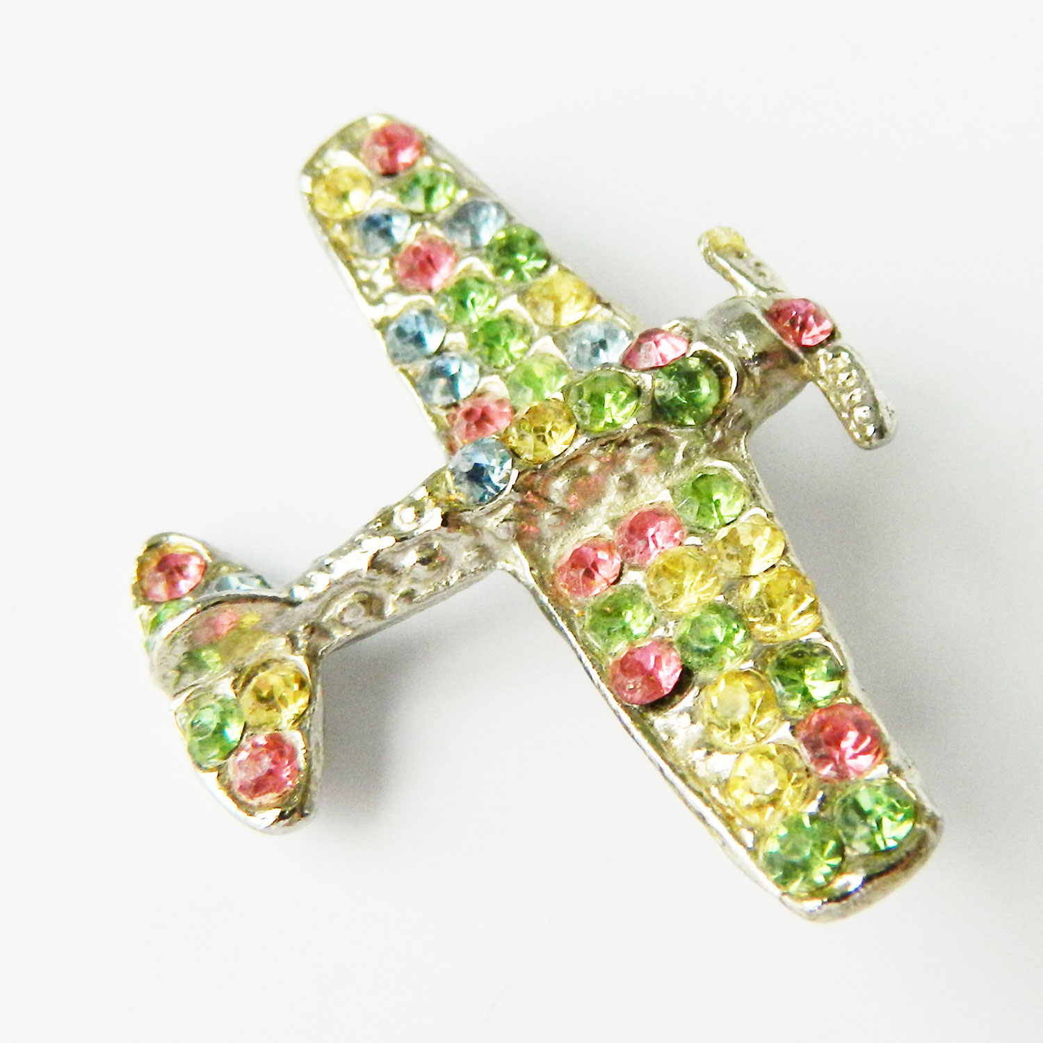 Rhinestone airplane brooch