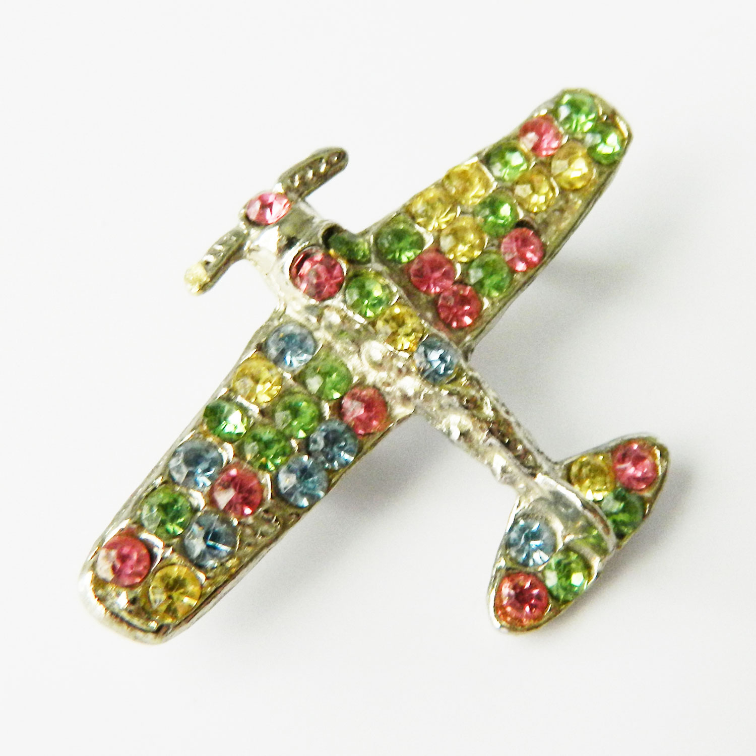 Rhinestone airplane brooch