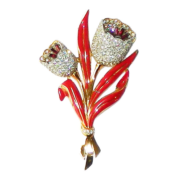 1940's Coro Craft rhinestone brooch