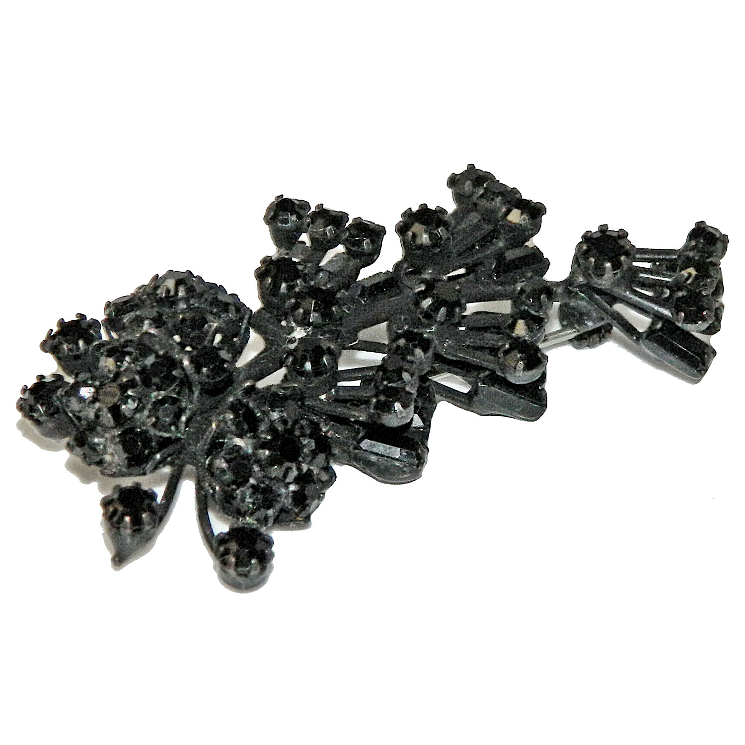 Vendome black rhinestone corsage brooch