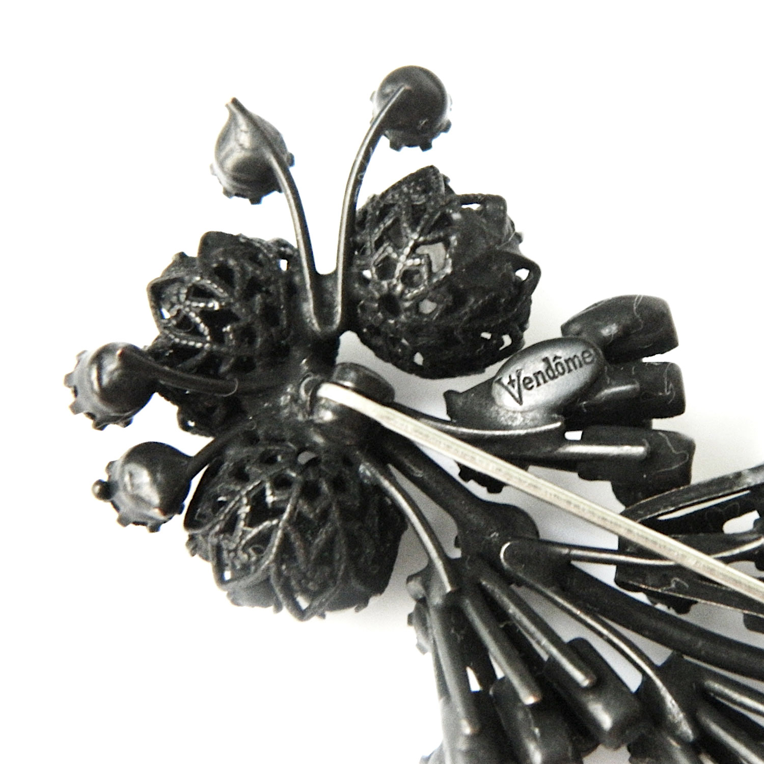 Vendome black rhinestone corsage brooch