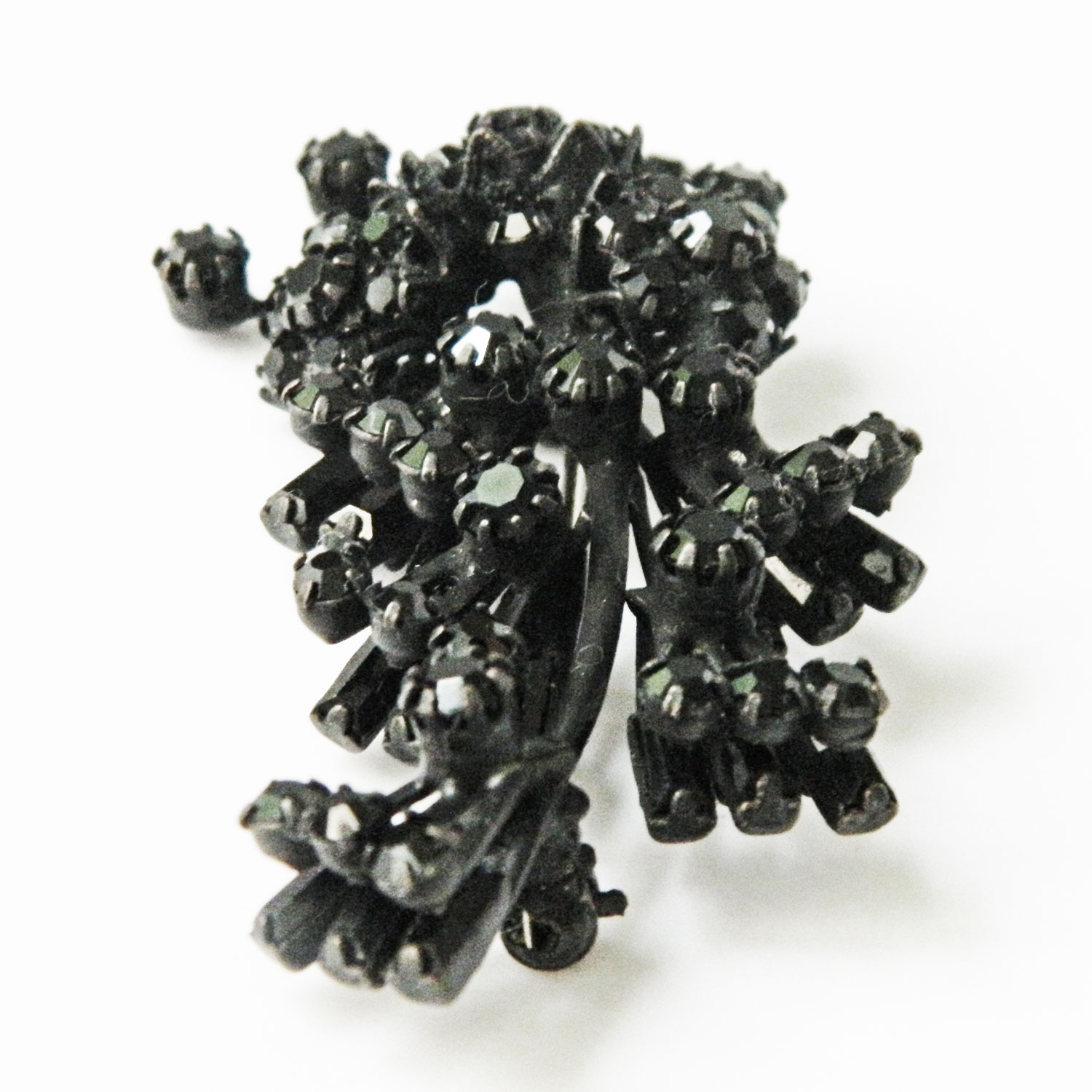 Vendome black rhinestone corsage brooch