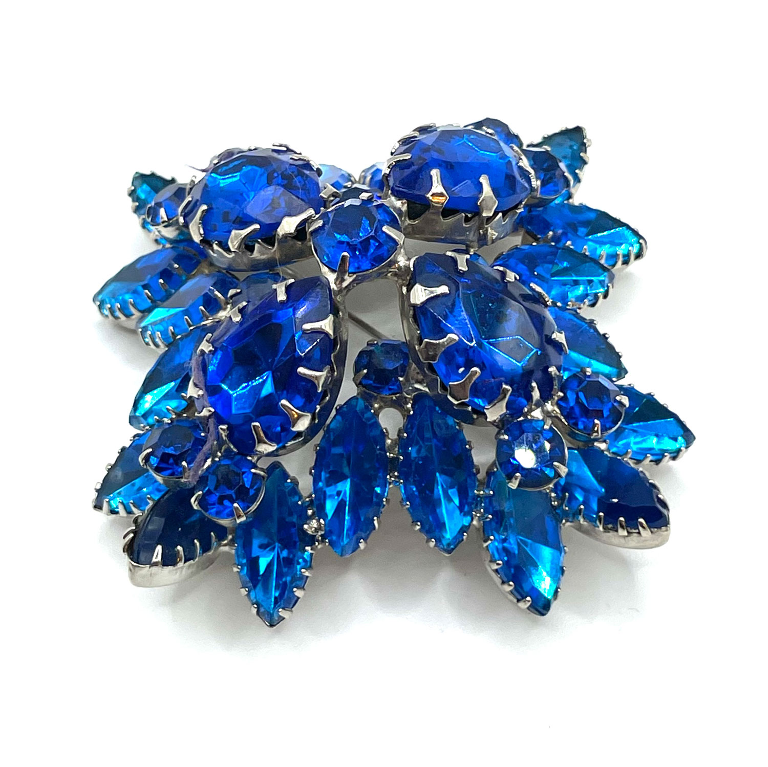 1950s blue rhinestone brooch