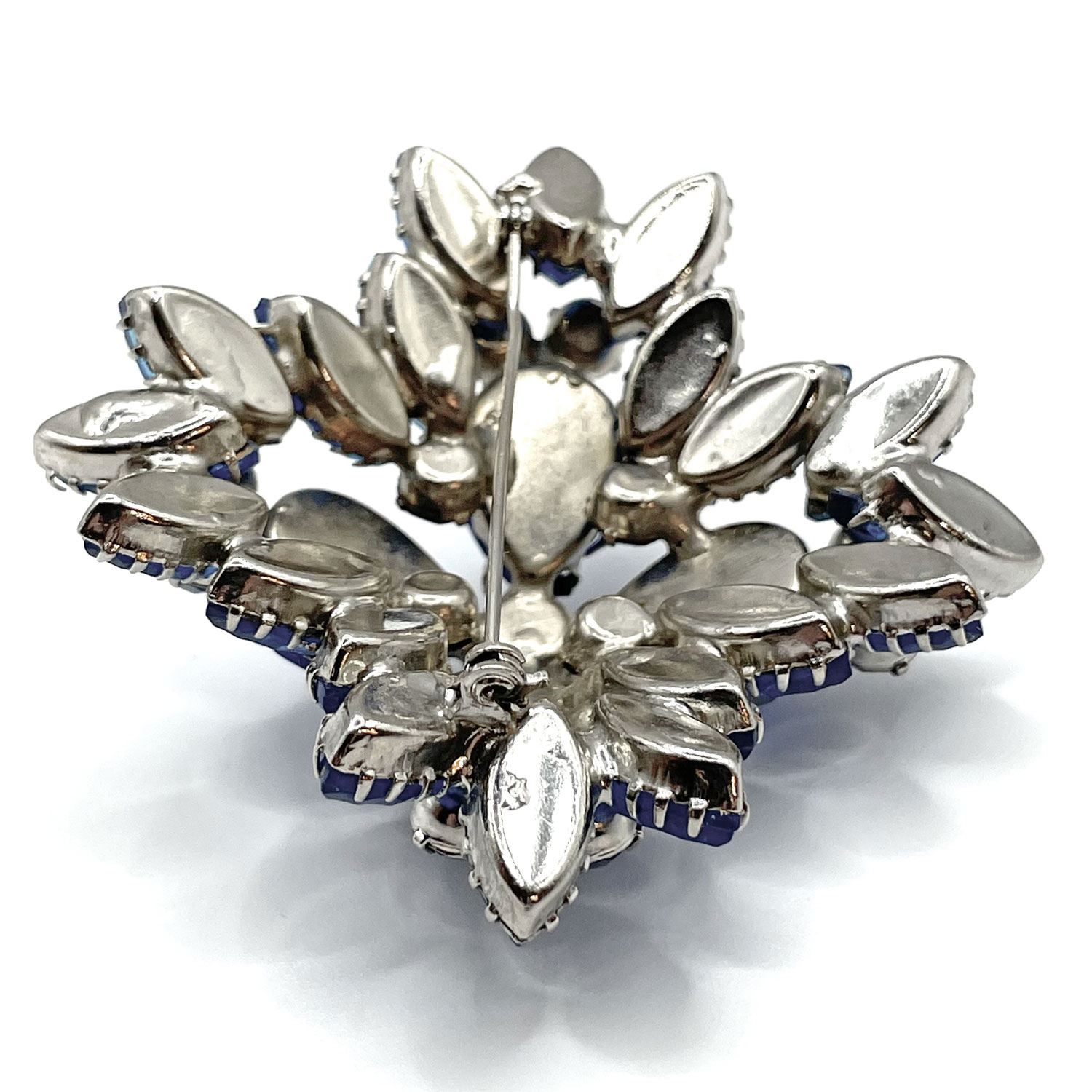 1950s blue rhinestone brooch