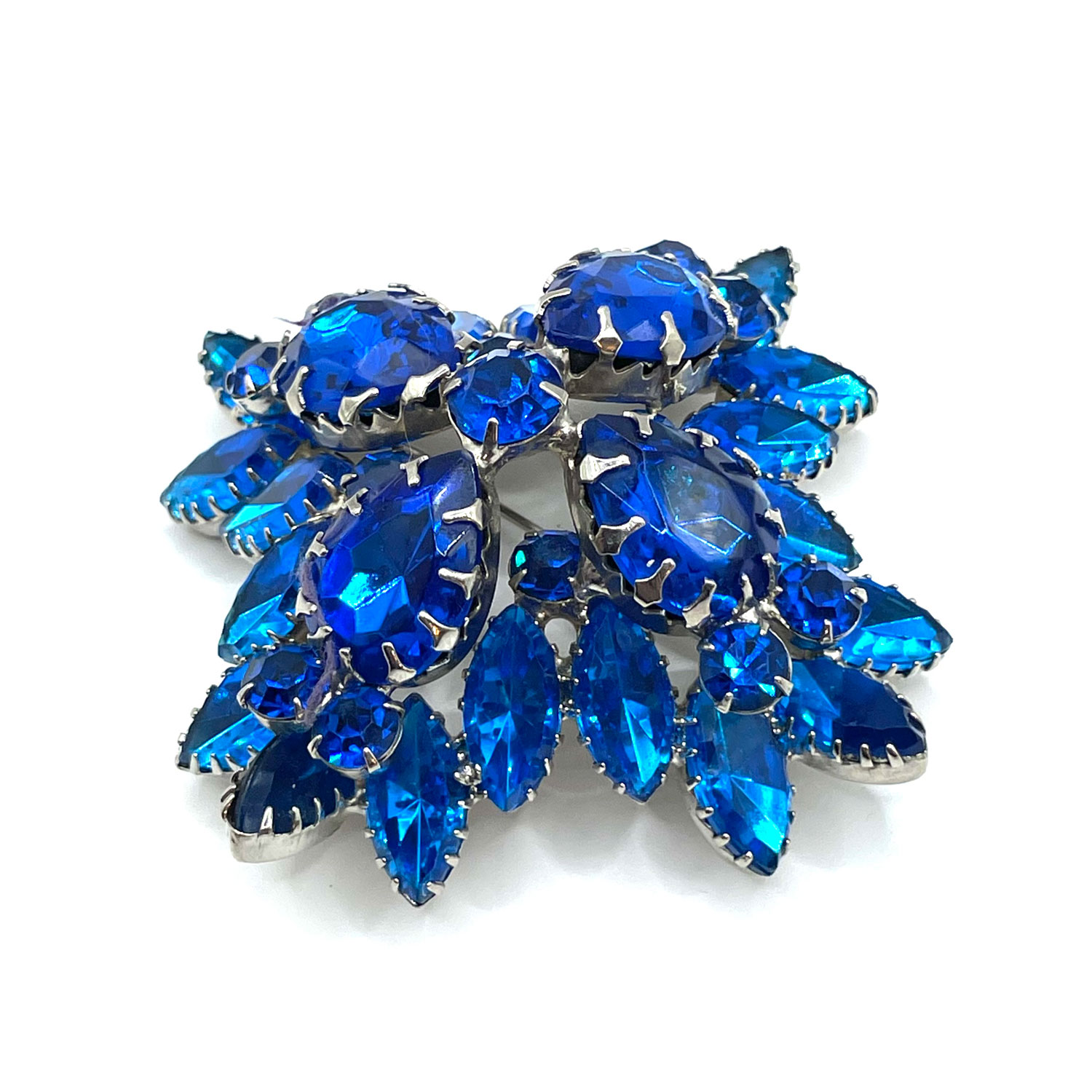 1950s blue rhinestone brooch