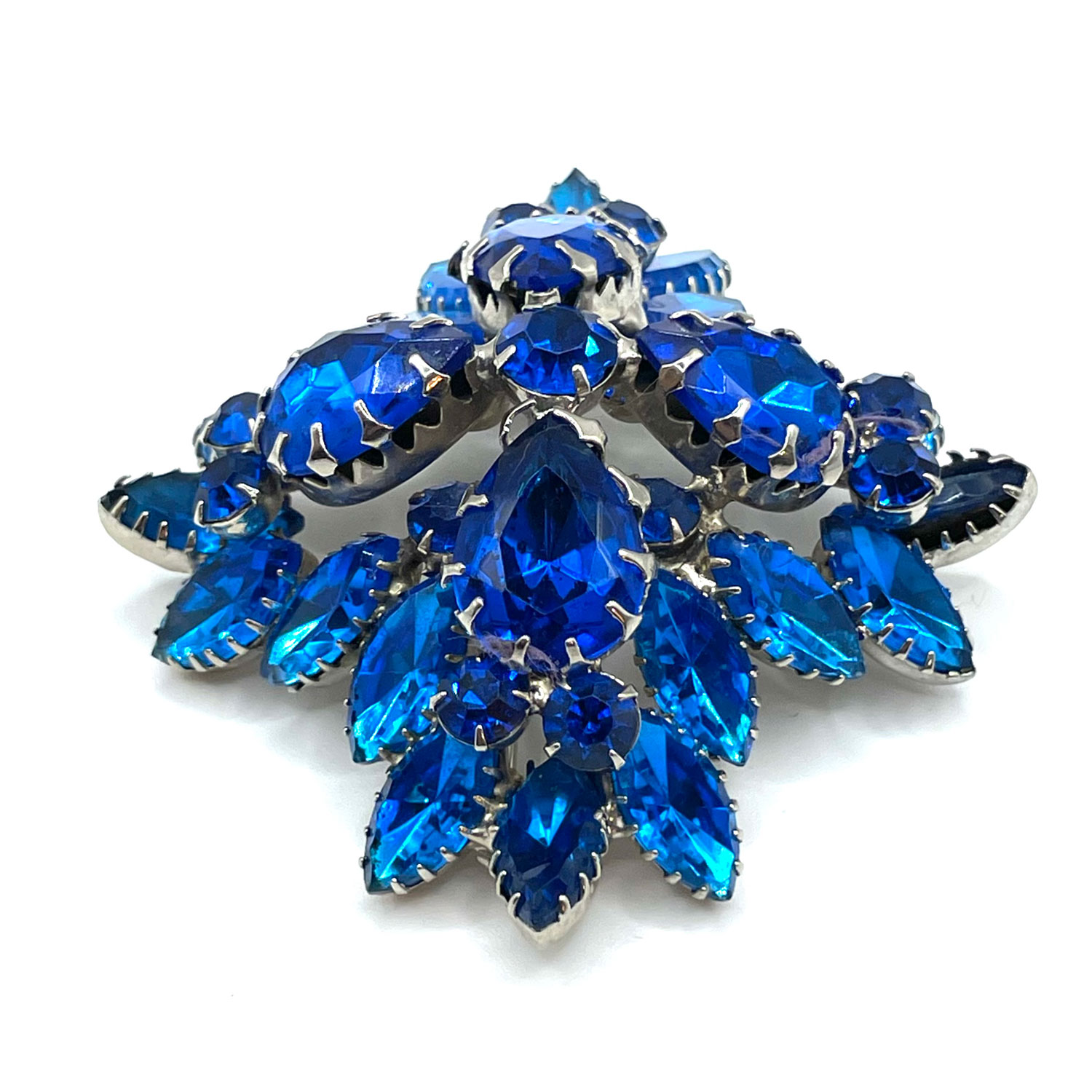 1950s blue rhinestone brooch