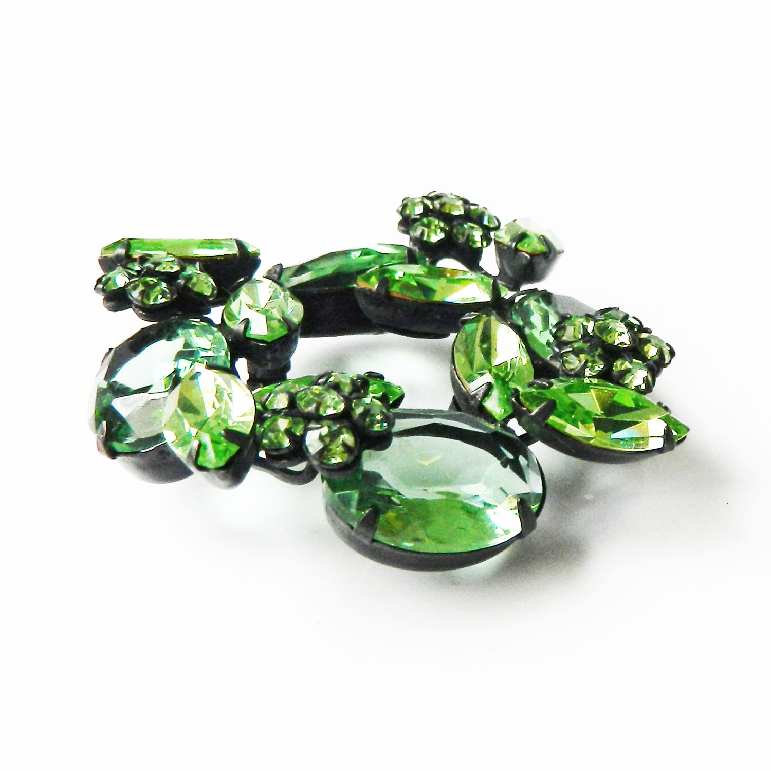 Green Regency rhinestone brooch