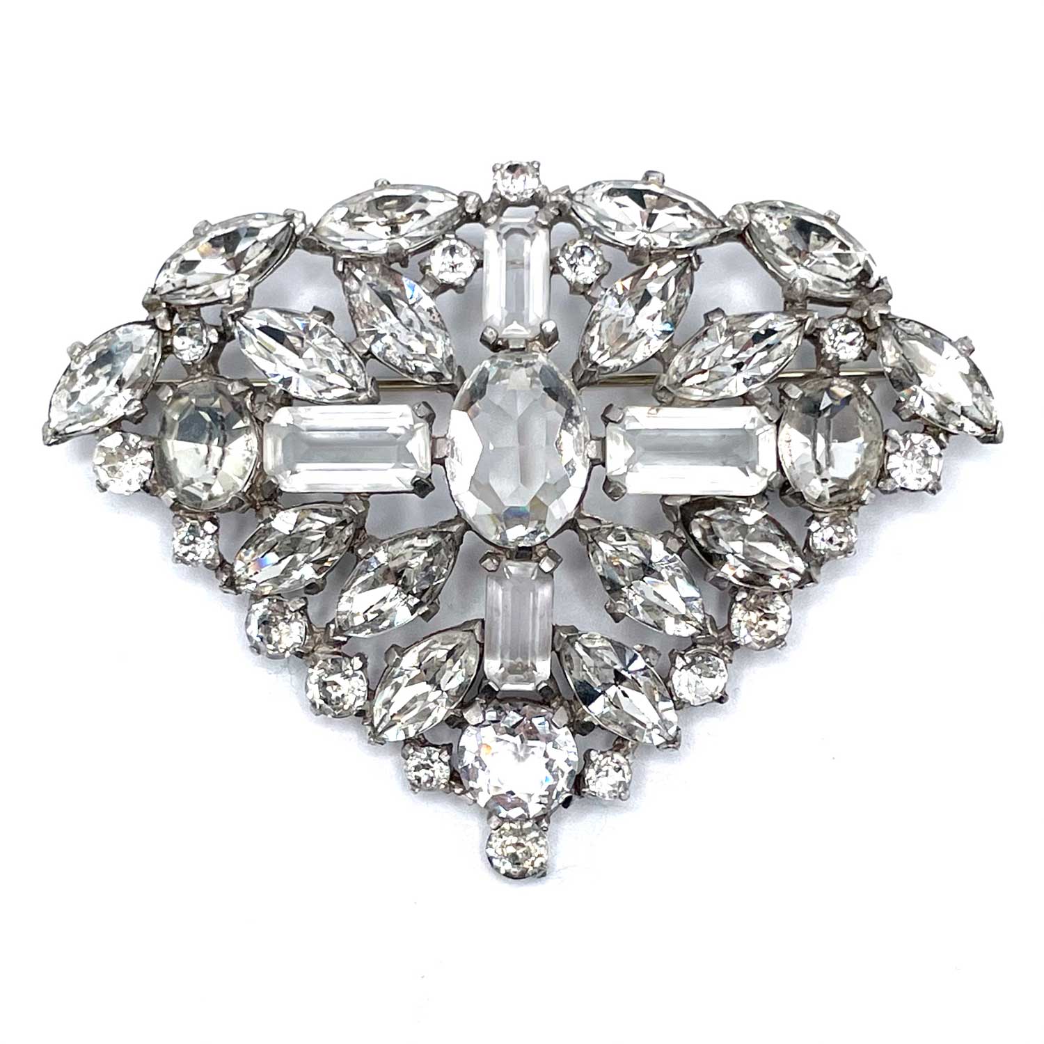 Cross and Jewel rhinestone brooch