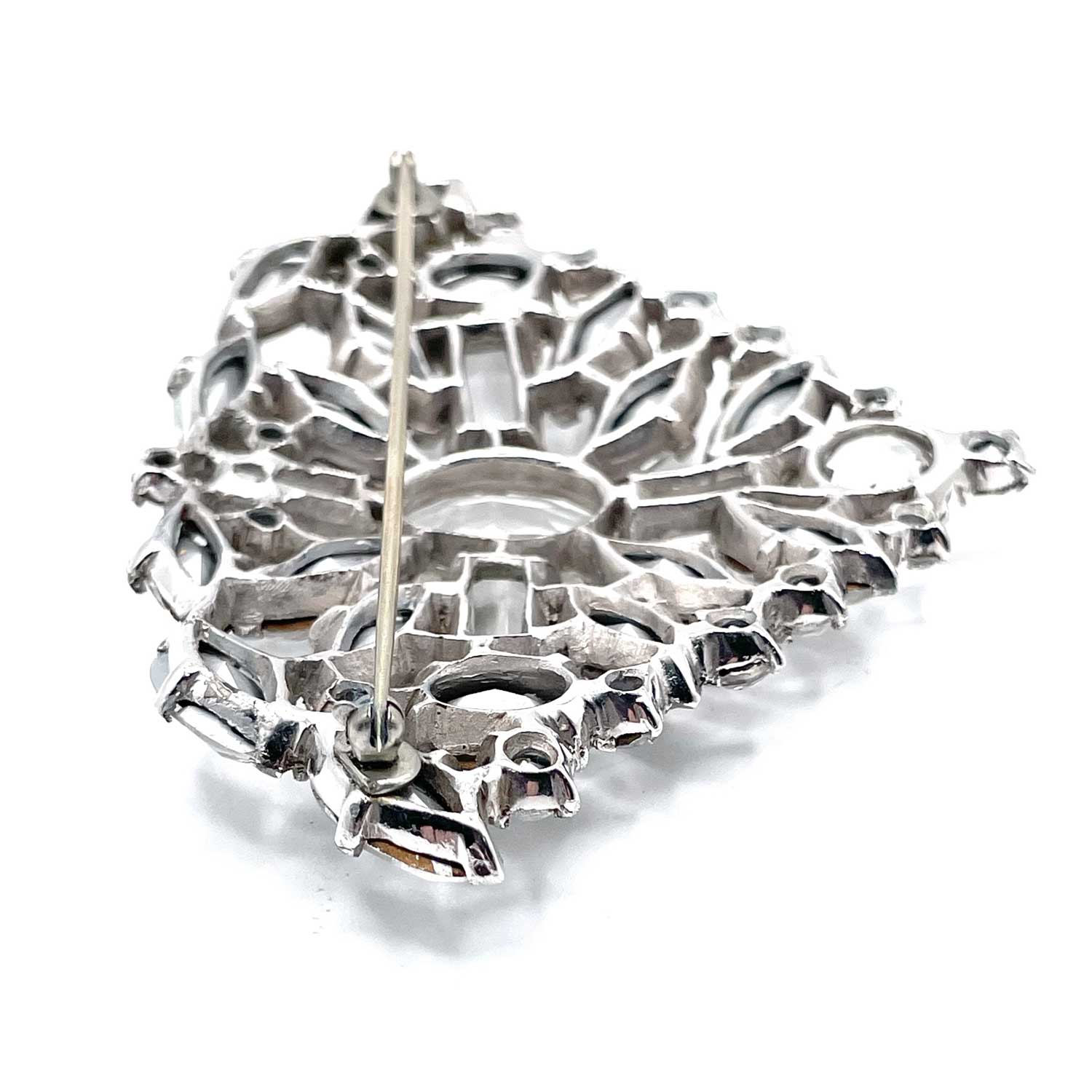 Cross and Jewel rhinestone brooch