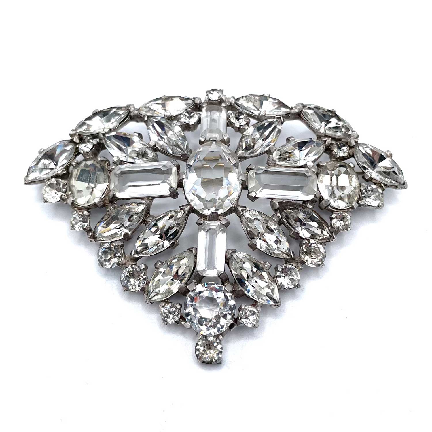 Cross and Jewel rhinestone brooch