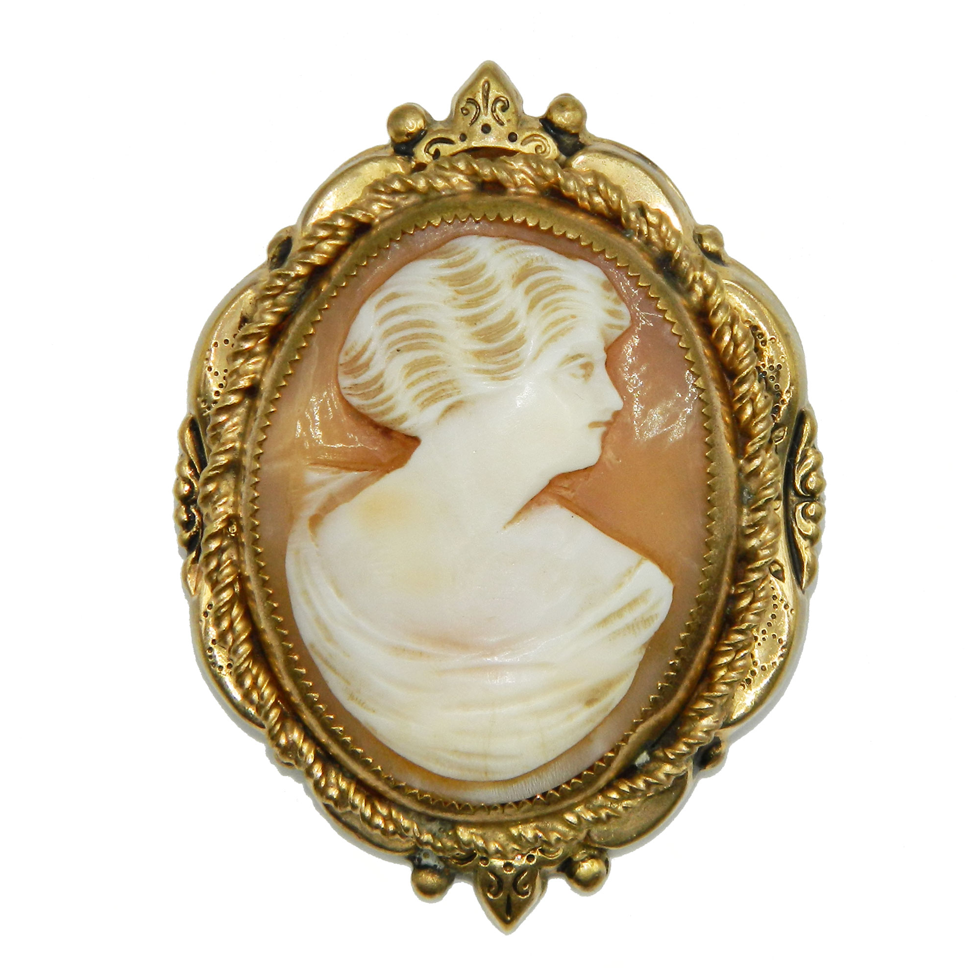 Shell cameo brooch