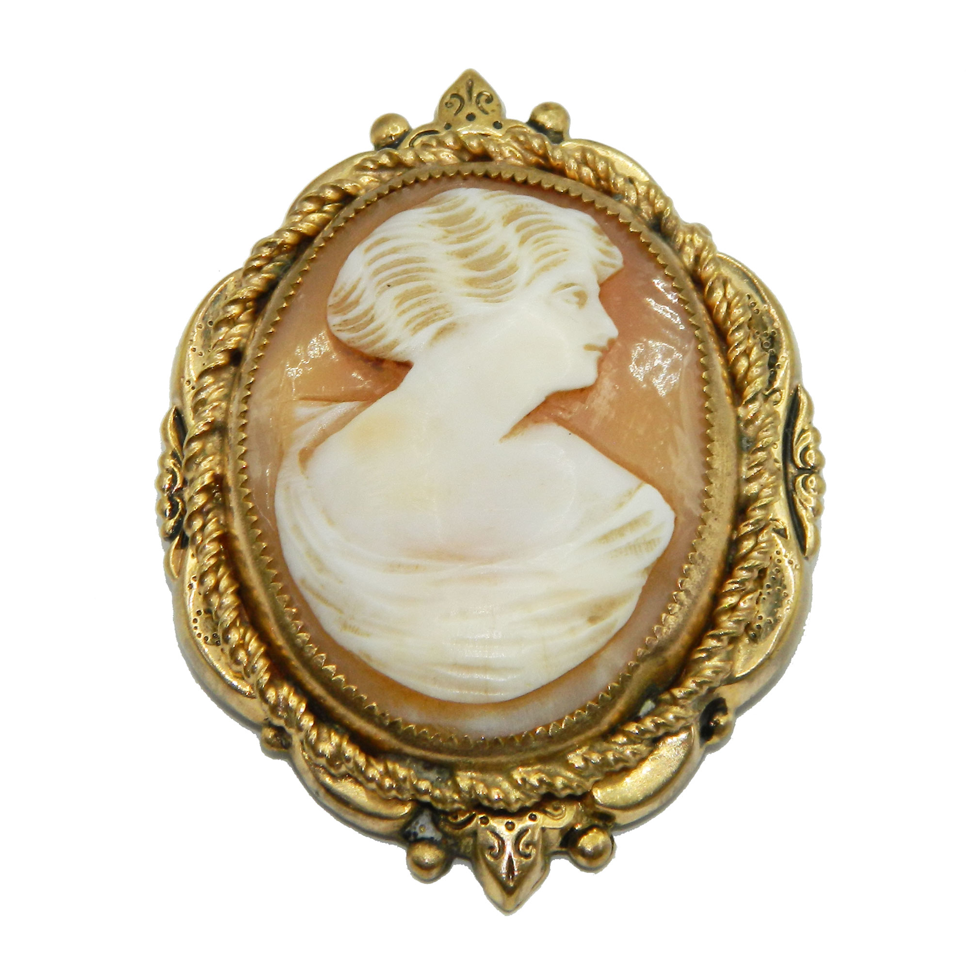 Shell cameo brooch