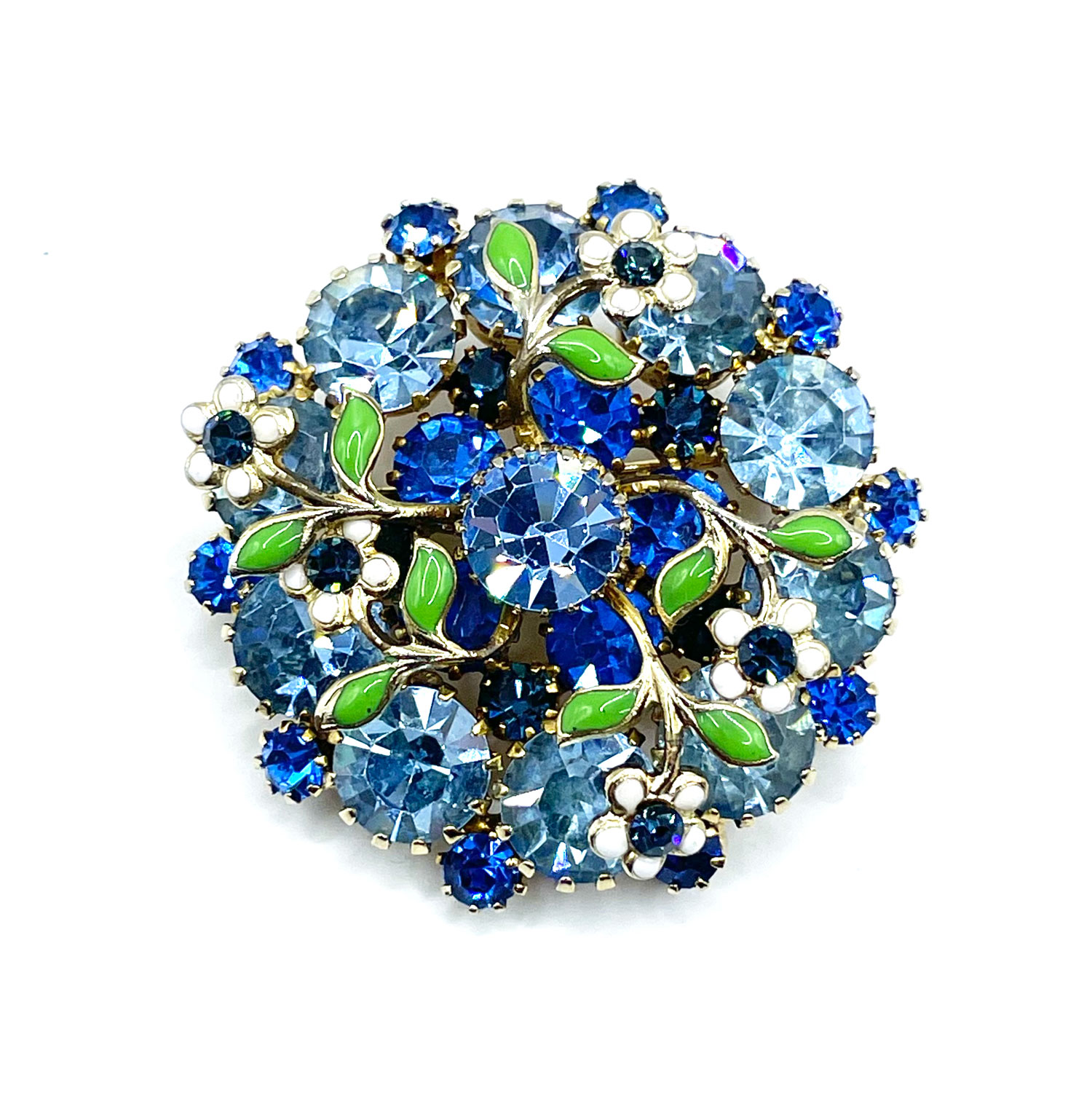 Enameled rhinestone brooch