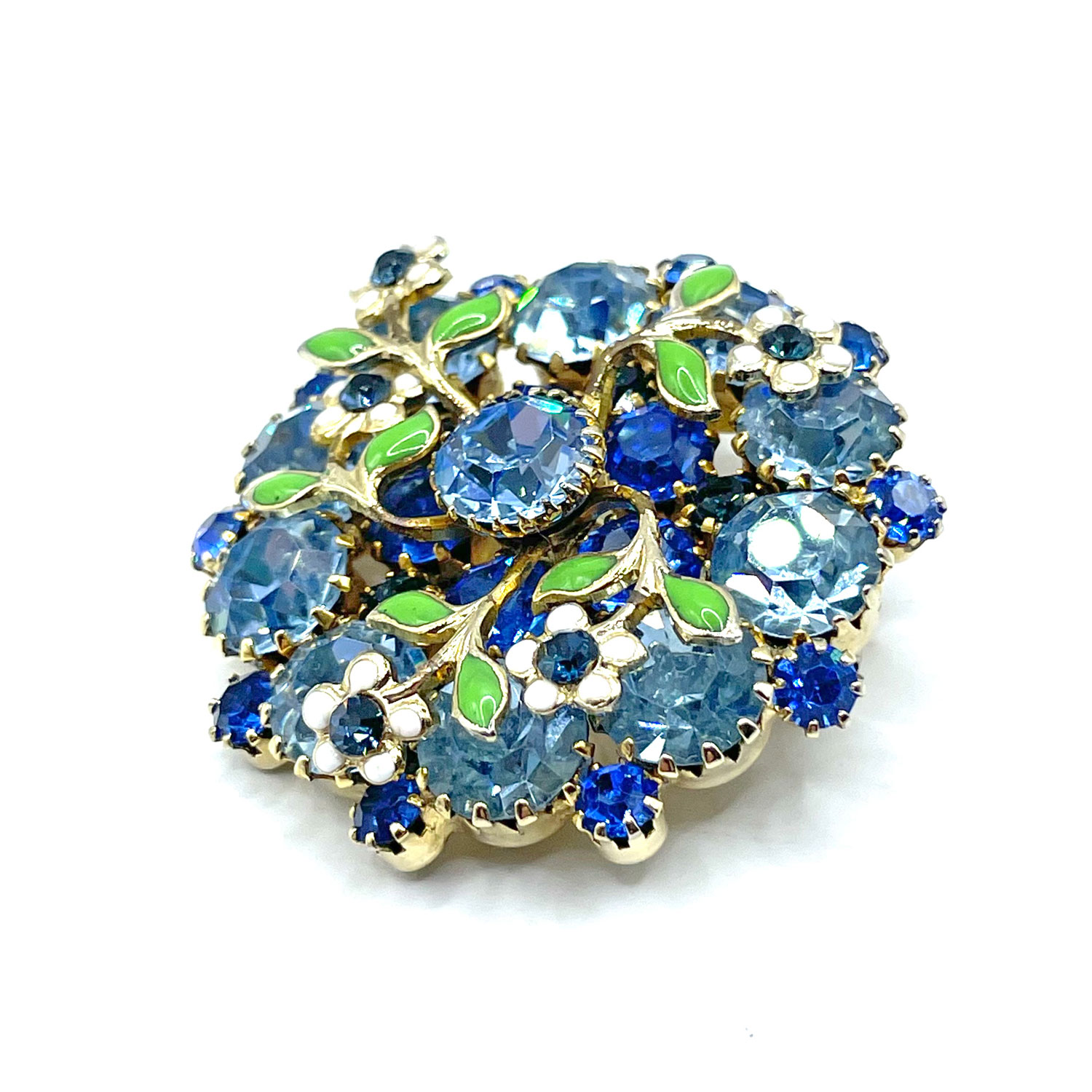 Enameled rhinestone brooch