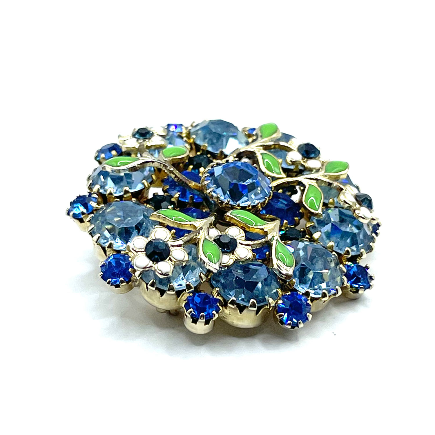 Enameled rhinestone brooch