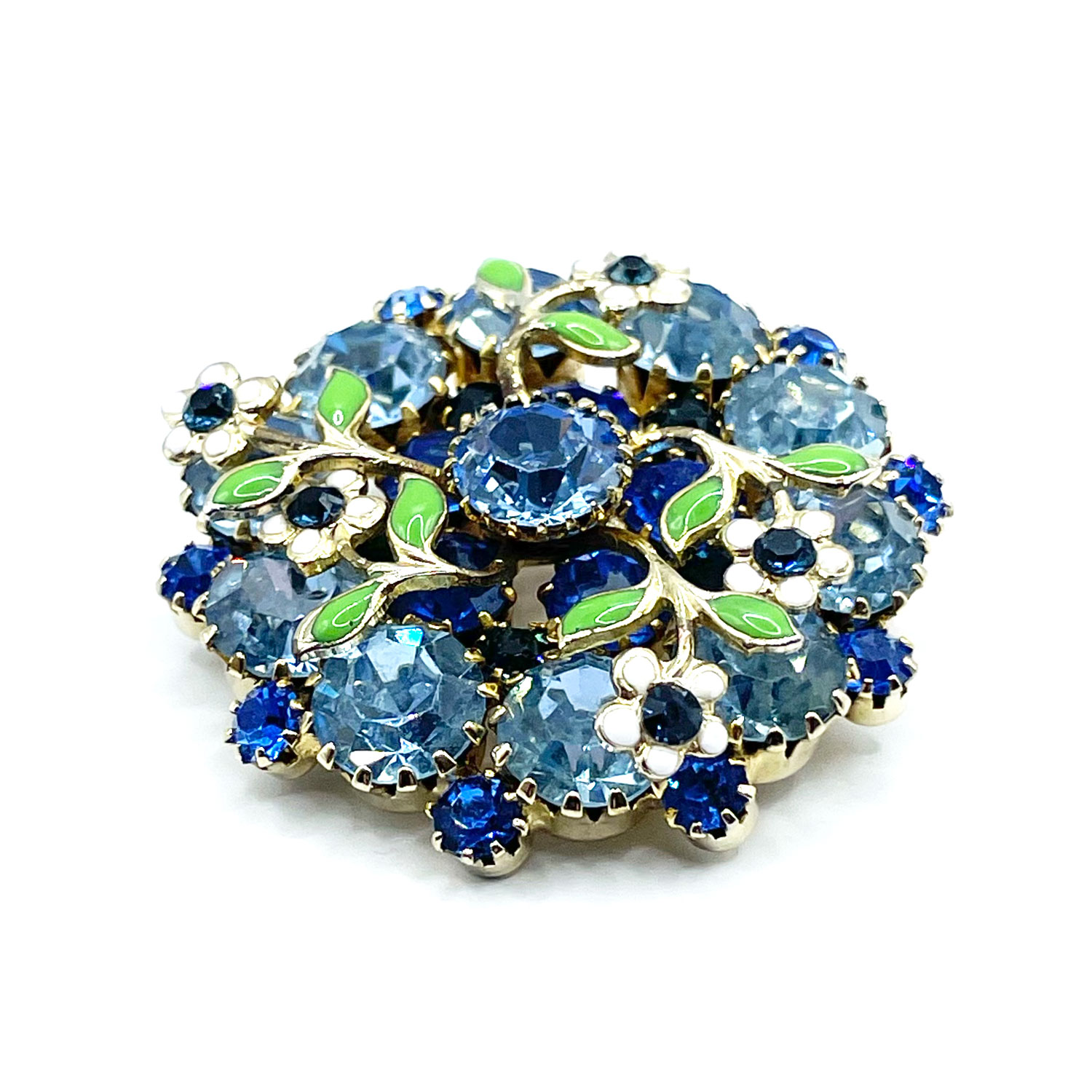 Enameled rhinestone brooch