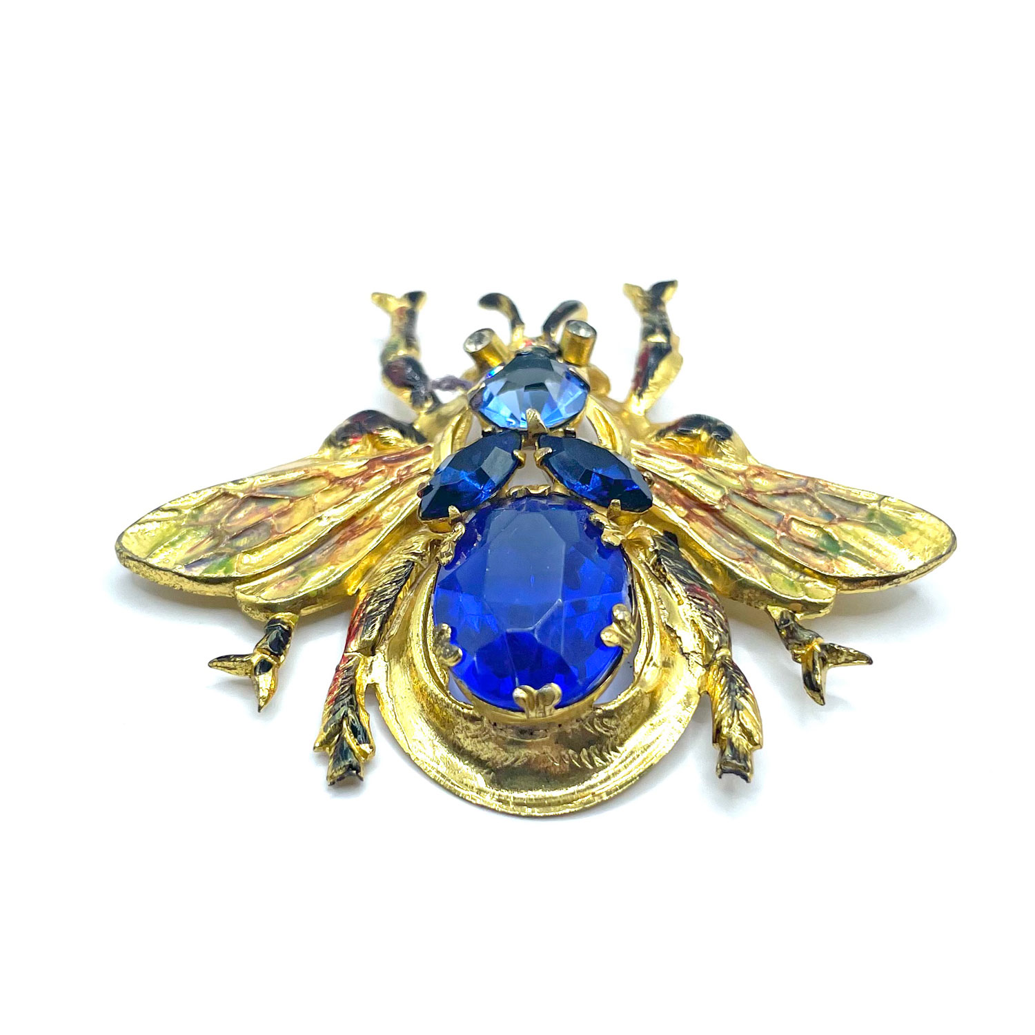 Enameled rhinestone fly brooch