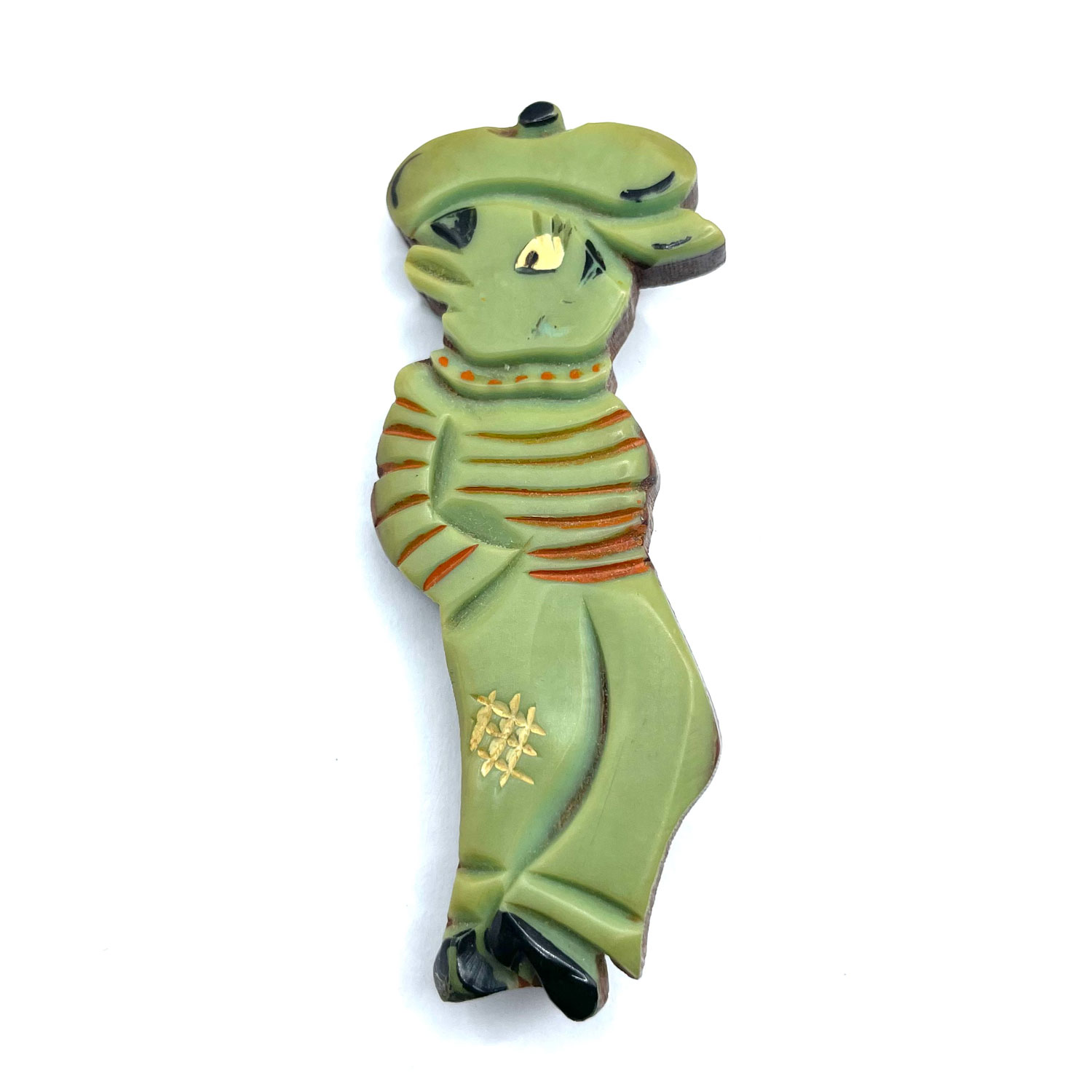 1930s cartoon figure brooch