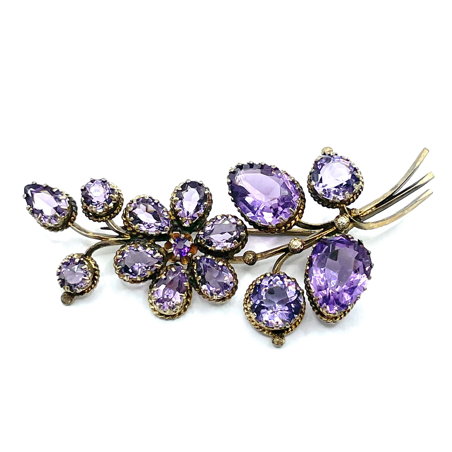 Amethyst floral corsage brooch